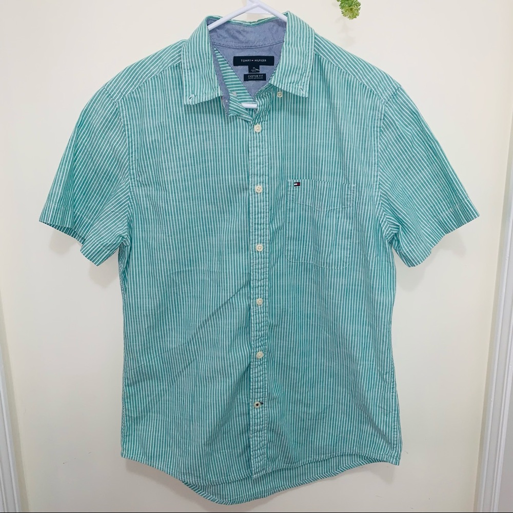 Tommy Hilfiger Teal & White stripped Outdoor Shirt